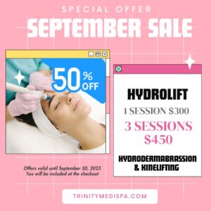 A model using our product Botox Cosmetic Treatment, Dermal Fillers, Double Chin Treatment, Skin Booster Treatment, Platelet-rich Plasma Injection, Thermage Treatment, Titan Skin Tightening Technology, Pearl Fractional Laser Treatment, Laser Genesis Treatment, Laser Toning Treatment, 3D Skin Rejuvenation Treatment, Intense Pulsed Light Therapy, Viora Radio Frequency Treatment, Blue Light Photodynamic Therapy, Laser Hair Removal, V-line Botox Treatment, Acne Scars Treatment, AviClear Laser Treatment, rosacea laser treatment, double chin removal, skin tightening treatment, Treatments for Uneven Skin Tone, Pigmentation Treatment, pore treatment, sweating botox treatment, Hair Loss Treatments, Non-Contact Fat Reduction, CoolSculpting, Redefining Muscle Sculpting, Ideal Protein Weight Loss Program, Microneedling Therapy, Microdermabrasion Therapy, and Chemical Peel by Trinity Medispa a Medical Cosmetic Clinic in Toronto located at 3434 Yonge St., Toronto, ON M4N 2M9.