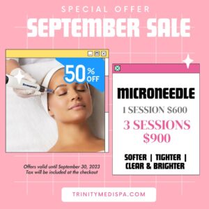 A model using our product Botox Cosmetic Treatment, Dermal Fillers, Double Chin Treatment, Skin Booster Treatment, Platelet-rich Plasma Injection, Thermage Treatment, Titan Skin Tightening Technology, Pearl Fractional Laser Treatment, Laser Genesis Treatment, Laser Toning Treatment, 3D Skin Rejuvenation Treatment, Intense Pulsed Light Therapy, Viora Radio Frequency Treatment, Blue Light Photodynamic Therapy, Laser Hair Removal, V-line Botox Treatment, Acne Scars Treatment, AviClear Laser Treatment, rosacea laser treatment, double chin removal, skin tightening treatment, Treatments for Uneven Skin Tone, Pigmentation Treatment, pore treatment, sweating botox treatment, Hair Loss Treatments, Non-Contact Fat Reduction, CoolSculpting, Redefining Muscle Sculpting, Ideal Protein Weight Loss Program, Microneedling Therapy, Microdermabrasion Therapy, and Chemical Peel by Trinity Medispa a Medical Cosmetic Clinic in Toronto located at 3434 Yonge St., Toronto, ON M4N 2M9.