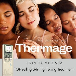 A model using our product Botox Cosmetic Treatment, Dermal Fillers, Double Chin Treatment, Skin Booster Treatment, Platelet-rich Plasma Injection, Thermage Treatment, Titan Skin Tightening Technology, Pearl Fractional Laser Treatment, Laser Genesis Treatment, Laser Toning Treatment, 3D Skin Rejuvenation Treatment, Intense Pulsed Light Therapy, Viora Radio Frequency Treatment, Blue Light Photodynamic Therapy, Laser Hair Removal, V-line Botox Treatment, Acne Scars Treatment, AviClear Laser Treatment, rosacea laser treatment, double chin removal, skin tightening treatment, Treatments for Uneven Skin Tone, Pigmentation Treatment, pore treatment, sweating botox treatment, Hair Loss Treatments, Non-Contact Fat Reduction, CoolSculpting, Redefining Muscle Sculpting, Ideal Protein Weight Loss Program, Microneedling Therapy, Microdermabrasion Therapy, and Chemical Peel by Trinity Medispa a Medical Cosmetic Clinic in Toronto located at 3434 Yonge St., Toronto, ON M4N 2M9.